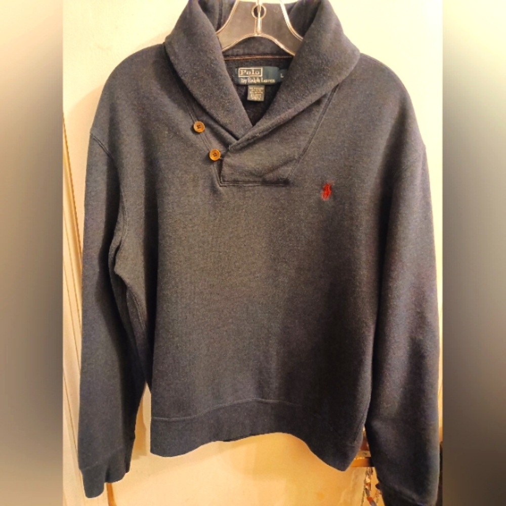Polo Ralph Lauren Men's L Navy Cowl Neck Pullover Sweatshirt